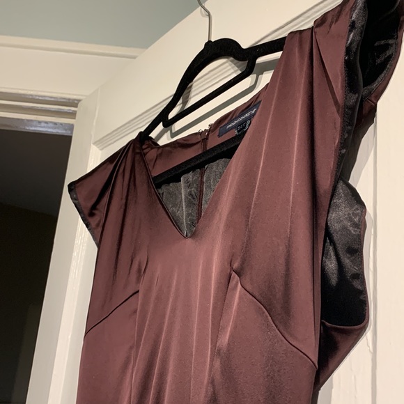 French Connection purple satin party dress with ruffle sleeves - Picture 4 of 11